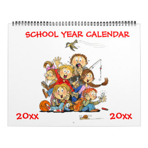 Large Red School Year Calendar For Kids
