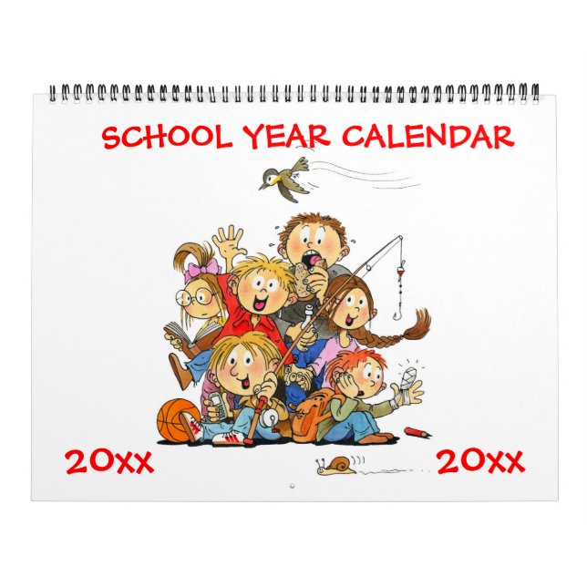 Large Red School Year Calendar For Kids (Cover)