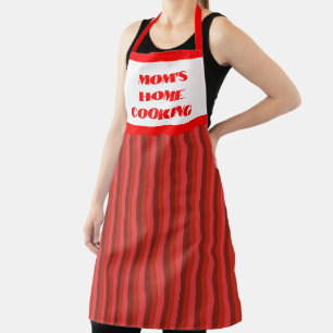 Large Red Striped Mum's Home Cooking Apron
