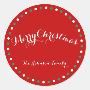 Large Red White Green Custom Christmas Stickers