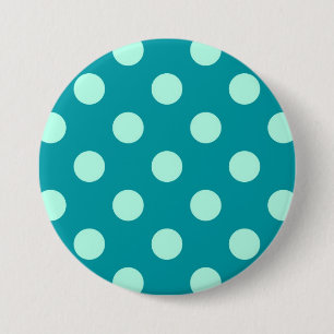 Large retro dots - aqua and turquoise 7.5 cm round badge