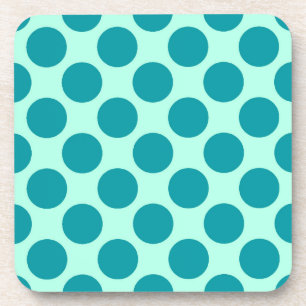 Large retro dots - aqua and turquoise coaster