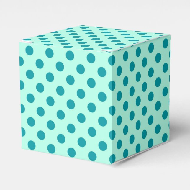 Large retro dots - aqua and turquoise favour box (Front Side)