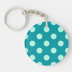 Large retro dots - aqua and turquoise key ring