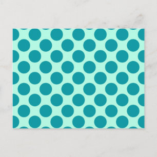 Large retro dots - aqua and turquoise postcard