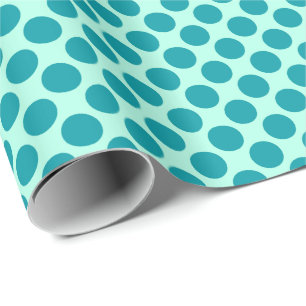 Large retro dots - aqua and turquoise wrapping paper