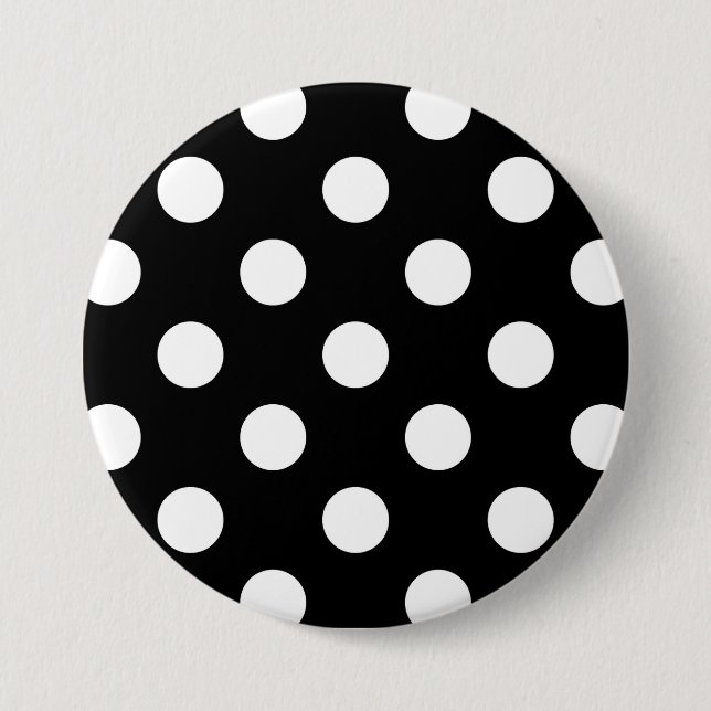 Large retro dots - black and white 7.5 cm round badge (Front)