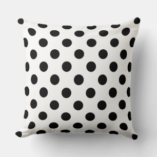 Large retro dots - black and white cushion