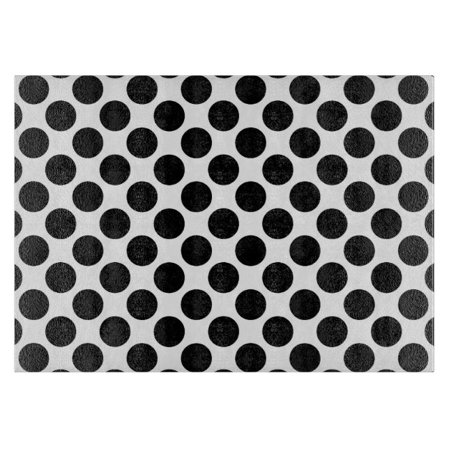 Large retro dots - black and white cutting board (Front)
