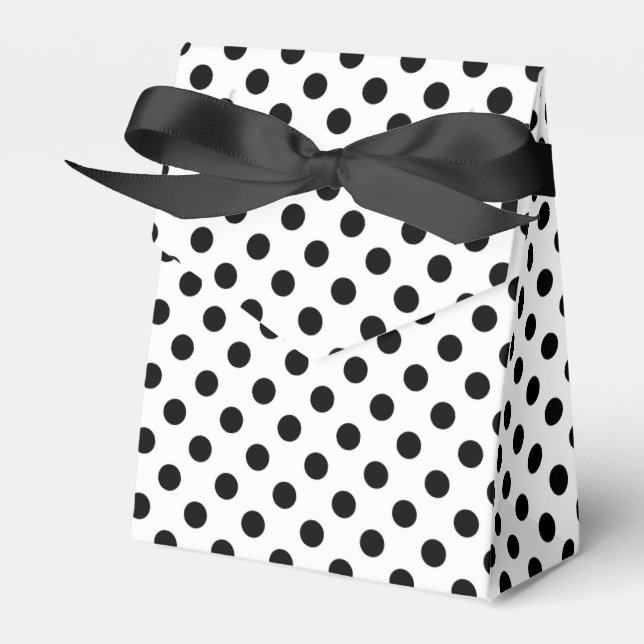 Large retro dots - black and white favour box (Front Side)