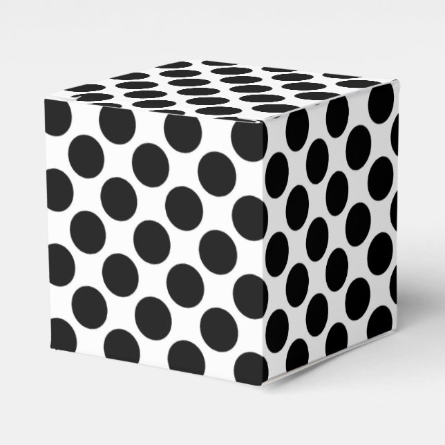 Large retro dots - black and white favour box (Front Side)