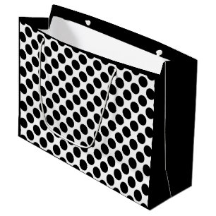 Large retro dots - black and white gift bag