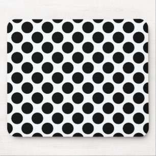 Large retro dots - black and white mouse mat