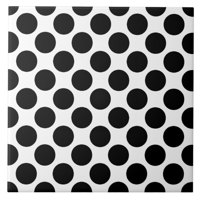 Large retro dots - black and white tile (Front)