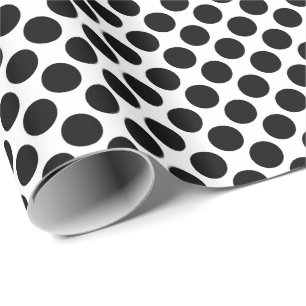 Large retro dots - black and white wrapping paper