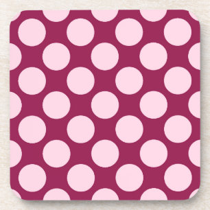 Large retro dots - burgundy and shell pink coaster