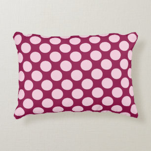 Large retro dots - burgundy and shell pink decorative cushion