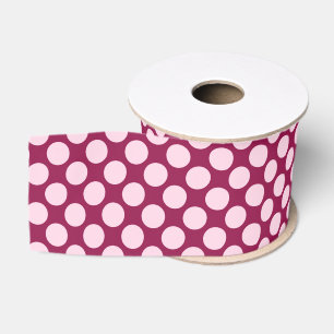 Large retro dots - burgundy and shell pink grosgrain ribbon