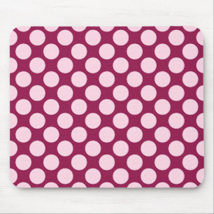 Large retro dots - burgundy and shell pink mouse mat