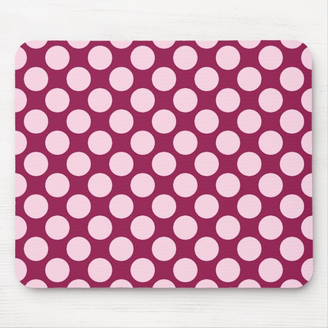 Large retro dots - burgundy and shell pink mouse mat (Front)