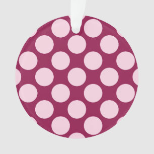 Large retro dots - burgundy and shell pink ornament