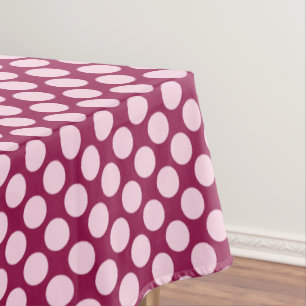 Large retro dots - burgundy and shell pink tablecloth