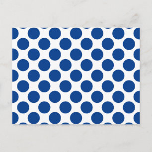 Large retro dots - cobalt blue and white postcard
