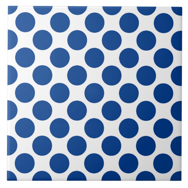 Large retro dots - cobalt blue and white tile (Front)