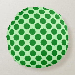 Large retro dots - emerald and mint green round cushion