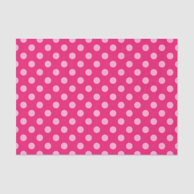 Large Retro Dots, Fuchsia and Pastel Pink Tissue Paper (Front)