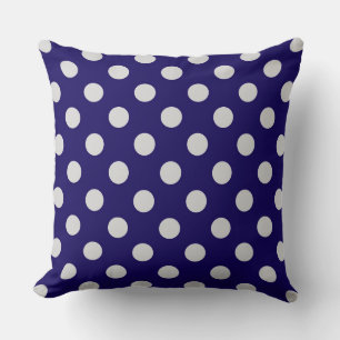 Large retro dots - grey and navy cushion