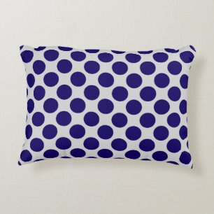 Large retro dots - grey / grey and navy decorative cushion