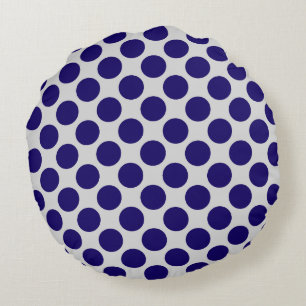 Large retro dots - grey / grey and navy round cushion