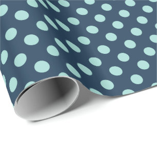 Large retro dots - light on dark denim blue wrapping paper