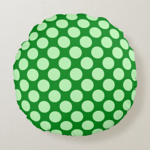 Large retro dots - mint green and emerald round cushion