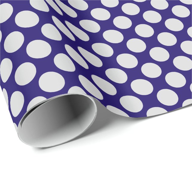 Large retro dots - navy and grey / grey wrapping paper (Roll Corner)