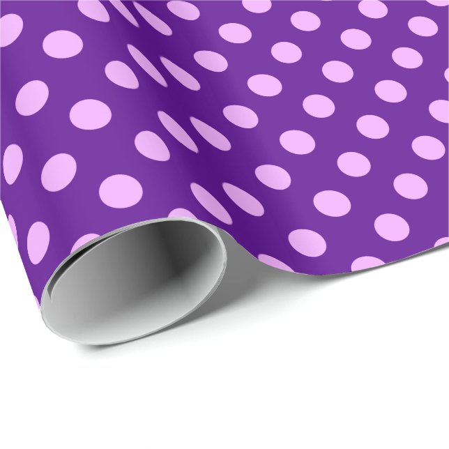 Large retro dots - orchid on purple wrapping paper (Roll Corner)