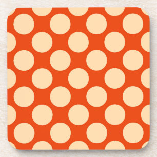 Large retro dots - pale orange and mandarin coaster