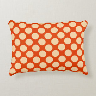 Large retro dots - pale orange and mandarin decorative cushion