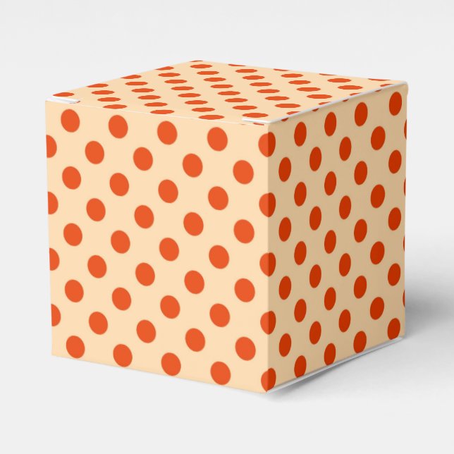 Large retro dots - pale orange and mandarin favour box (Front Side)