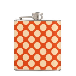 Large retro dots - pale orange and mandarin hip flask