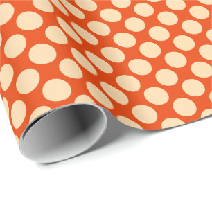 Large retro dots - pale orange and mandarin wrapping paper