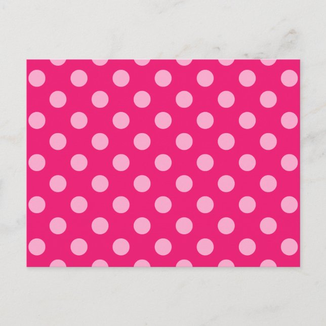 Large retro dots - pink on a hot pink background postcard (Front)
