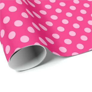 Large retro dots - pink on a hot pink background wrapping paper