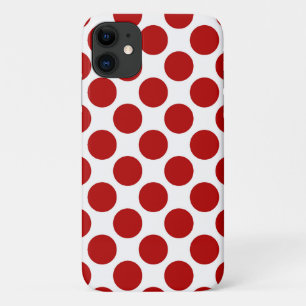 Large retro dots - red and white iPhone 11 case