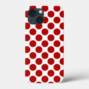 Large retro dots - red and white iPhone 13 mini case