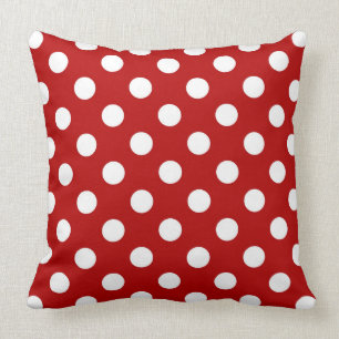Large retro dots - red and white cushion
