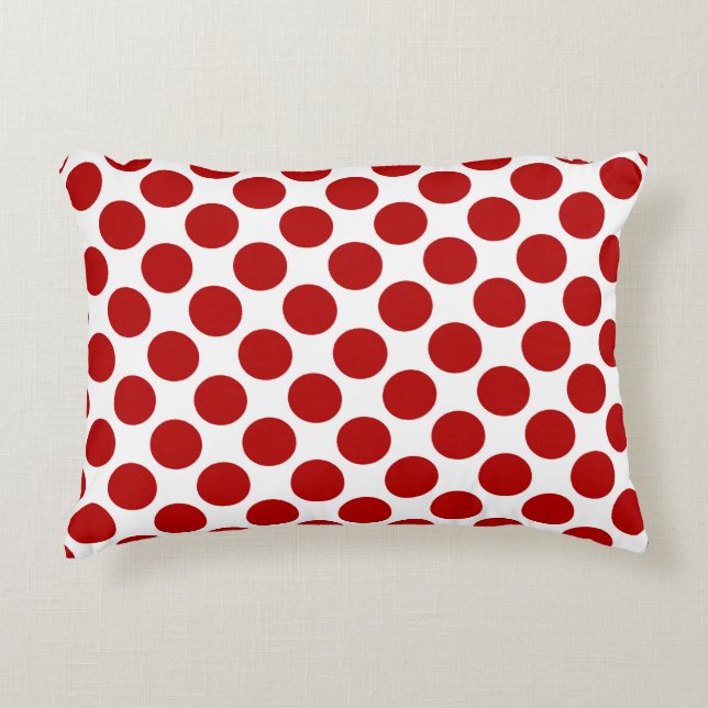 Large retro dots - red and white decorative cushion (Front)