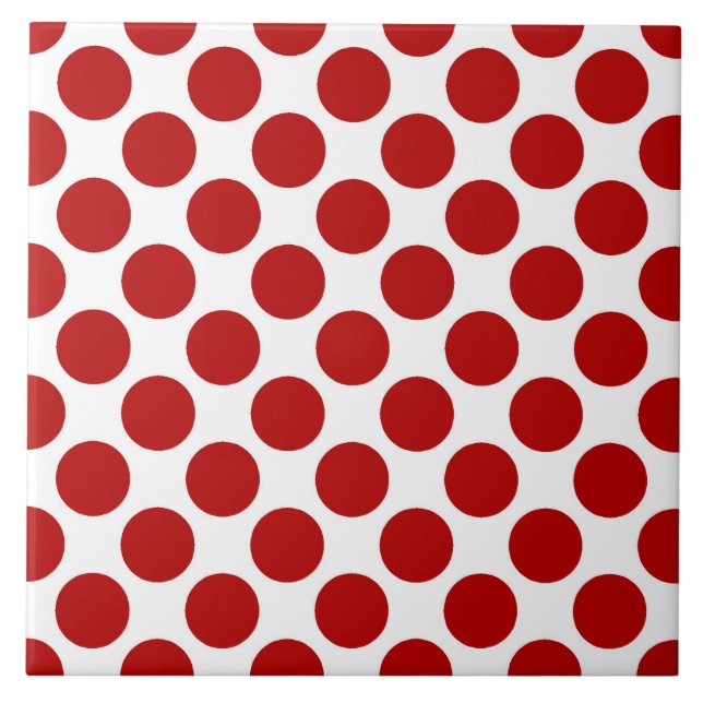 Large retro dots - red and white tile (Front)