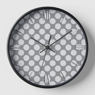 Large retro dots - shades of grey / grey clock